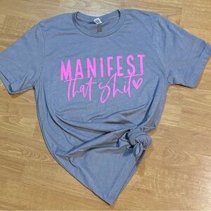 Manifest Graphic T Shirt Medium Gray and Pink